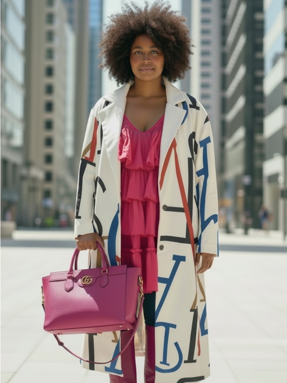 White With Color letter Trench coat